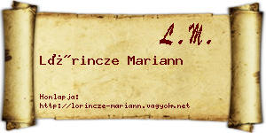 Lőrincze Mariann névjegykártya