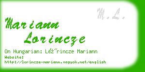 mariann lorincze business card